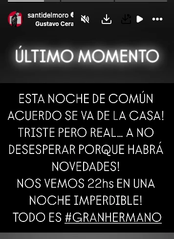 EL ANUNCIO DE DEL MORO QUE HIZO PREGUNTARSE A LA GENTE QUIEN SE VA.
