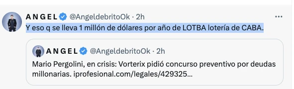 ANGEL DE BRITO TIRO LA POSTA SOBRE LA RADIO DE PERGOLINI.