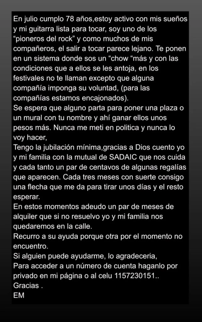 EL DESESPERADO PEDIDO DE AYUDA DE EDELMIRO MOLINARI