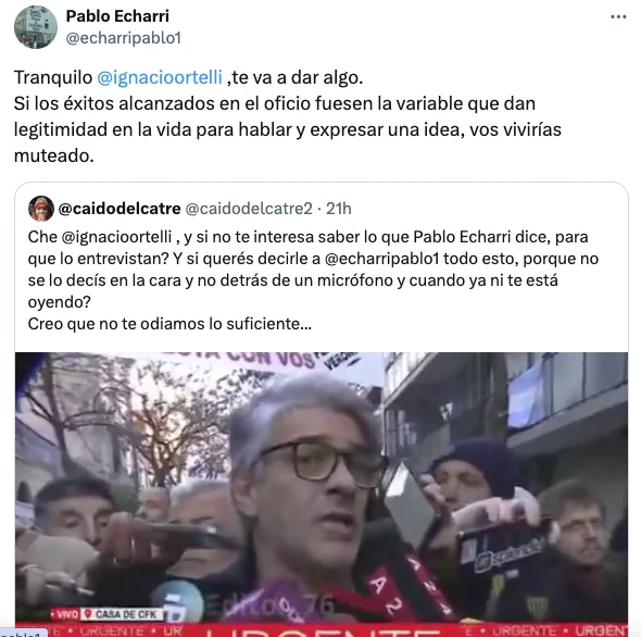 PABLO ECHARRI, IMPLACABLE CONTRA IGNACIO ORTELLI