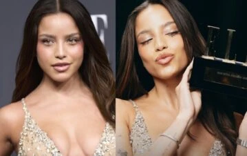 ¿Da o no da? El impactante vestido “al desnudo” que Emilia Mernes lució en una gala en España