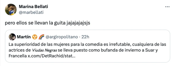 MARINA BELLATI SE QUEJO DE QUE ELLAS LABURAN Y LA PLATA SE LA LLEVAN OTROS.