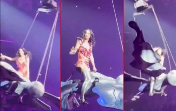 Impactante video: Katy Perry se accidentó en pleno show y se salvó de milagro de una tragedia
