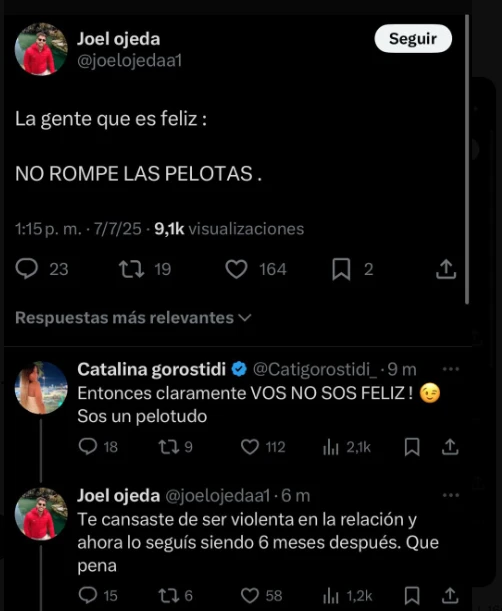PENSAR QUE ALGUNA VEZ SE QUISIERON JOEL Y CATA. AHORA SE ODIAN.