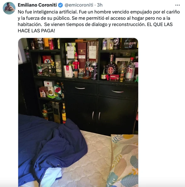 CORONITI CONTO QUE LA MUJER LO HIZO DORMIR AFUERA. NO DE LA CASA, SINO DEL DORMITORIO.