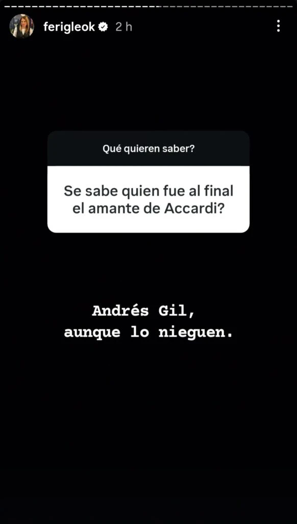 SEGUN FERNANDA IGLESIAS, EL AMANTE DE GIME ACCARDI ES ANDRES GIL.