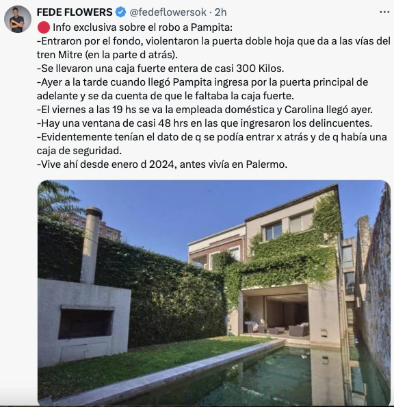 EL PERIODISTA FEDE FLOWERS DIO ESCALOFRIANTES DETALLES DEL ROBO A LA CASA DE PAMPITA.