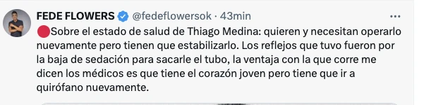 FEDE FLOWERS INFORMO LAS NOVEDADES SOBRE THIAGO.