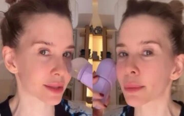 Guillermina Valdés mostró el accesorio de goma que se lleva todas las noches a la cara: "Hay que masajear rápido"