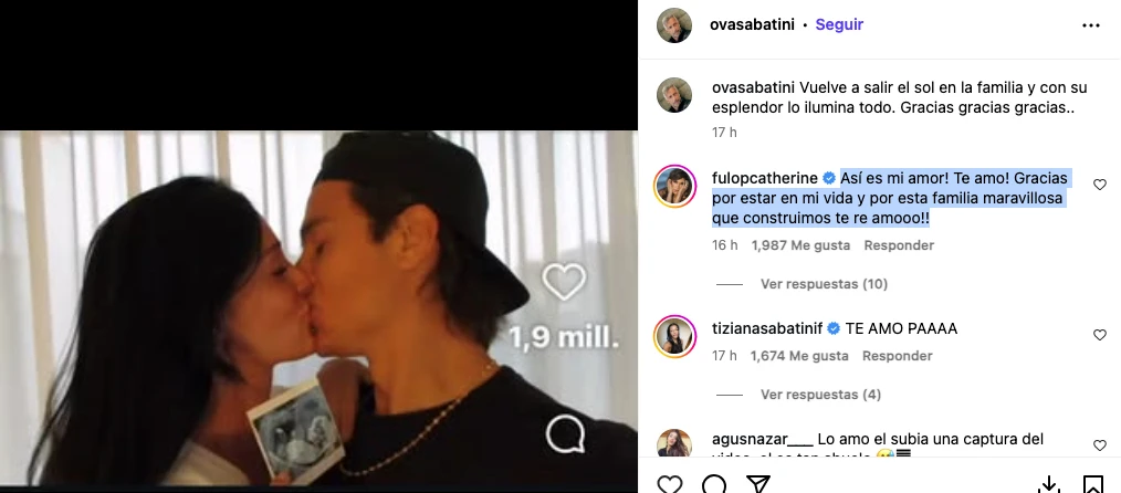 EL POSTEO DE OVA SABATINI CON UN MENSAJE PARA SU HERMANA GABY.