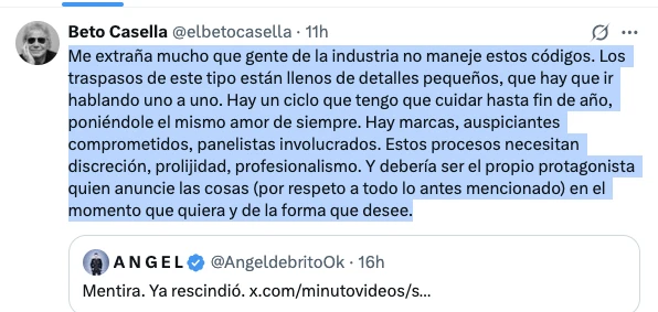BETO CASELLA DESTRUYO A ANGEL CON ESE POSTEO DEMOLEDOR.