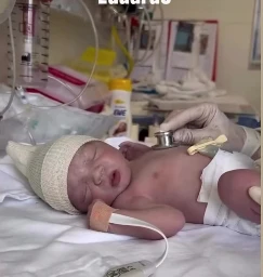 ¡QUE TIERNO ISIDRO! EL BEBE PARECE ESTAR DURMIENDO.