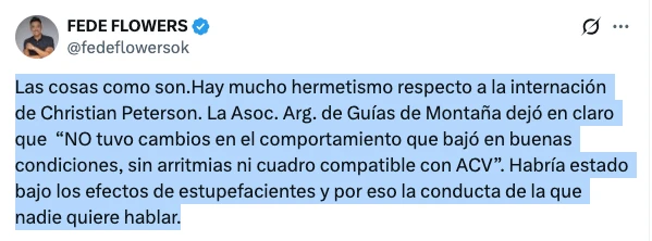 FEDE FLOWERS DIO UNA IMPACTANTE VERSION SOBRE LO QUE PASO CON CHRISTIAN PETERSEN.