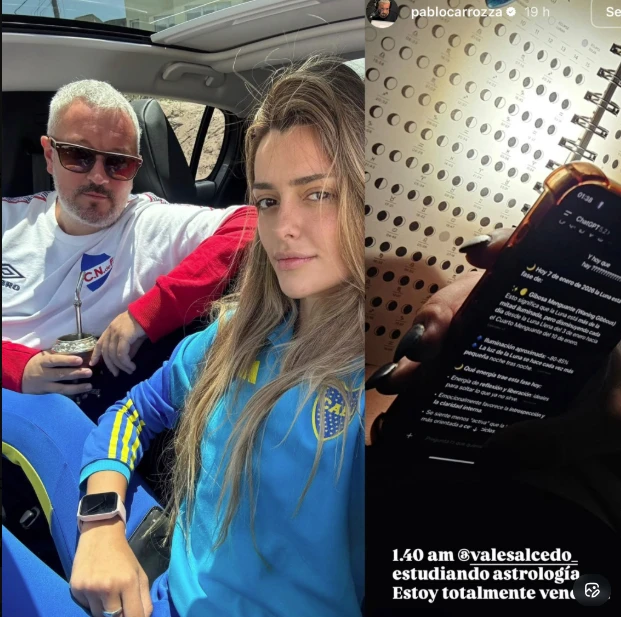 CARROZZA ES BASTANTE MAS GRANDE QUE VALENTINA. A PESAR DE ESO, ES ÉL QUIEN SE LA PASA SUBIENDO HISTORIAS DE LOS DOS. ENAMORADO ES POCO.