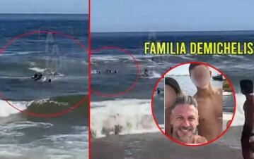¡Dramático video! Martín Demichelis y sus hijos casi se ahogan en el mar de Punta del Este: tuvieron que rescatarlos los guardavidas