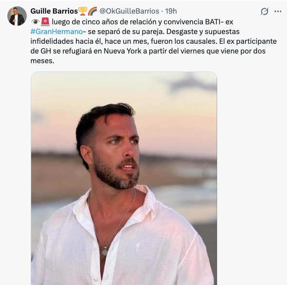 EL PERIODISTA GUILLERMO BARRIOS INFORMO LA SEPARACION DE BATI LARRIVEY