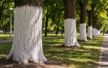 Por qué se pintan de blanco los troncos de los árboles y para qué sirve.
