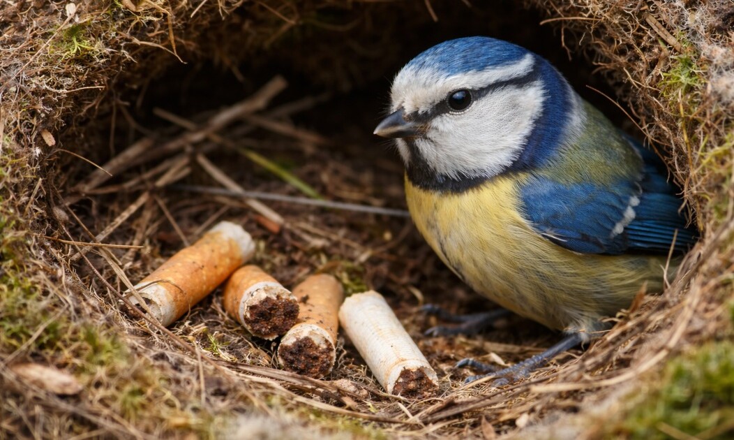 El sorprendente motivo por el que los pájaros usan colillas de cigarrillos en sus nidos