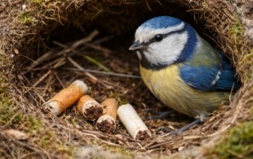 El sorprendente motivo por el que los pájaros usan colillas de cigarrillos en sus nidos.
