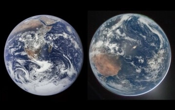 La Tierra, según la tomaron en 1972 y ahora, en 2026. (NASA)