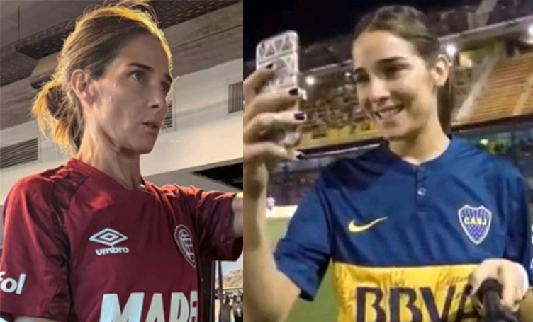 ¿ESTO ESTA BIEN O ESTA MAL, O COMO DICE GUIDO ESTA MAL PERO NO TAN MAL? JUANA CON LAS CAMISETAS DE BOCA Y DE LANUS, SUS DOS AMORES FUTBOLEROS. MUCHA GENTE -LA MAYORIA- NO ESTUVO DE ACUERDO.