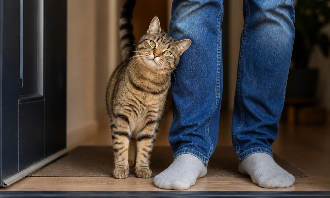 No es casual: por qué tu gato hace esto cuando llegás a casa (y qué significa)