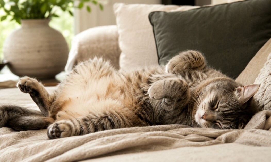 Qué quiere comunicar tu gato cuando duerme con la panza hacia arriba
