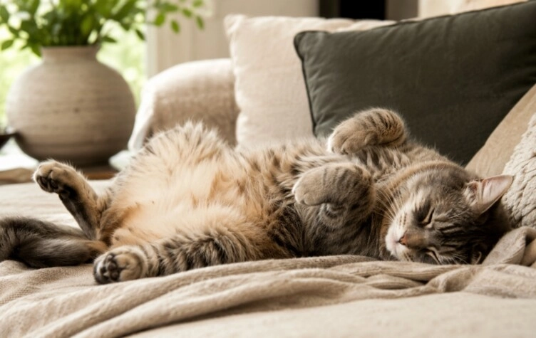 Qué significa que un gato duerma con la panza hacia arriba
