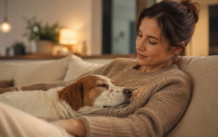Qué significa que un perro suspire cuando se acuesta al lado de su dueño