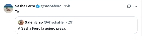 A SASHA HASTA LE DESEARON QUE VAYA PRESA.