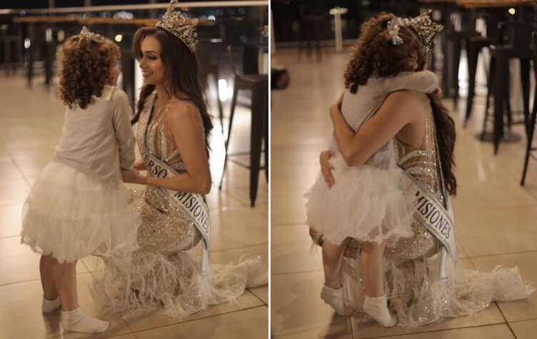 Tamara Rogouski con su hija, después de consagrarse Miss Universo Argentina. (Instagram)