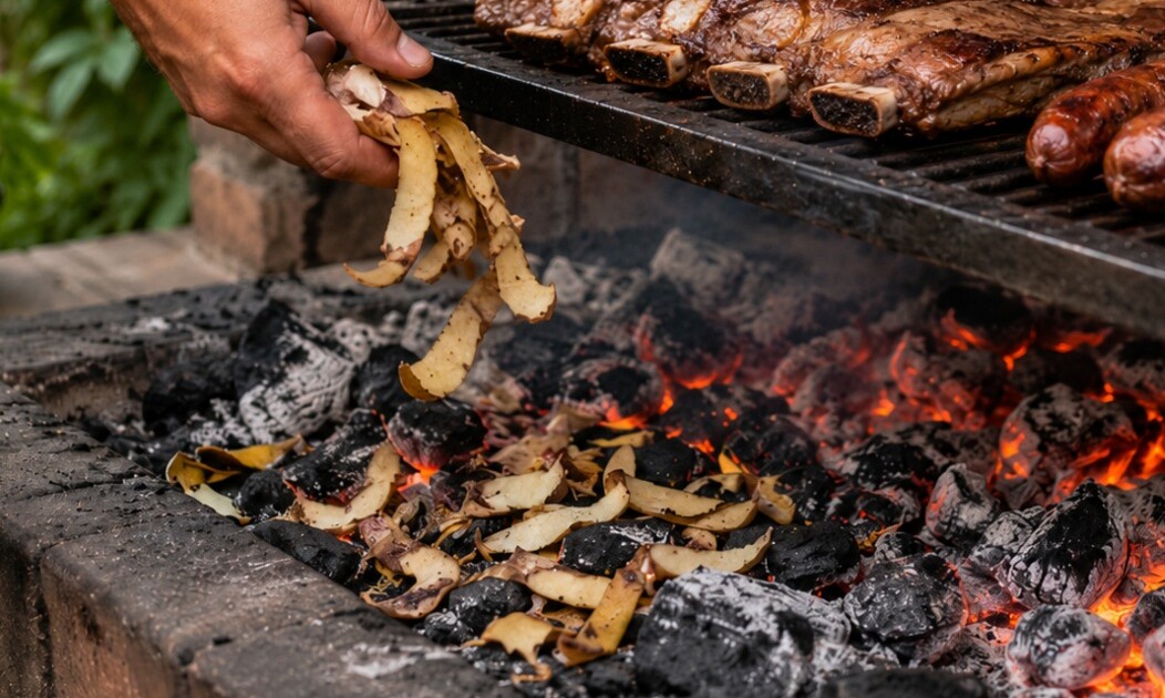 El truco viral de las cáscaras de papa en las brasas del asado: para qué sirve y cuándo conviene usarlo