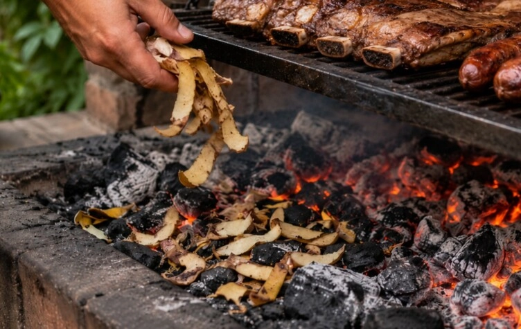 Truco viral: para qué sirve tirar cáscaras de papa sobre las brasas del asado