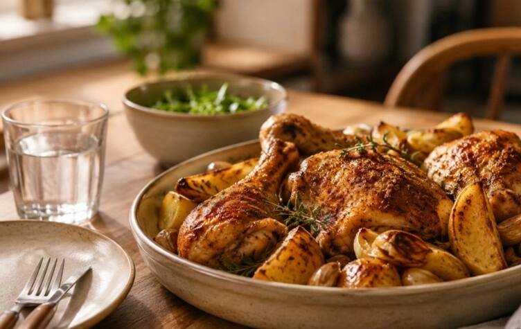 La receta fácil de pollo al horno con papas para que salga jugoso sin complicarse