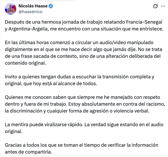 EL DESCARGO DEL RELATOR DE DSPORTS, NICO HASSE.