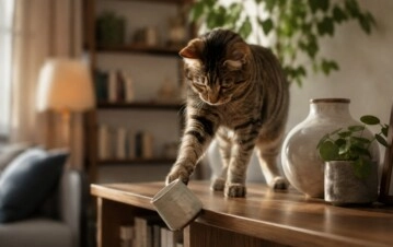 Por qué los gatos tiran cosas al piso y qué puede haber detrás de ese comportamiento