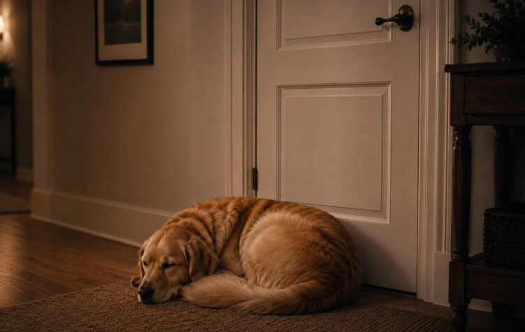 Qué significa que tu perro duerma pegado a la puerta de tu habitación