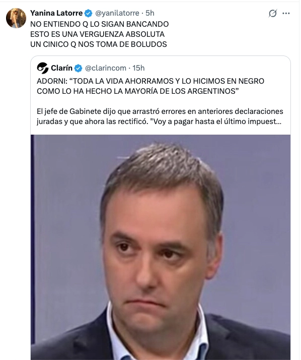 EL FURIOSO TUIT DE YANINA EN CONTRA DE ADORNI.