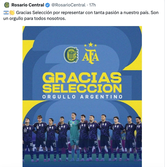 EL POSTEO DE ROSARIO CENTRAL DONDE NO APARECEN MESSI NI SCALONI, SURGIDOS DE SU TRADICIONAL RIVAL, NEWELLS OLD BOYS DE ROSARIO.