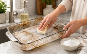 Cómo sacar la grasa pegada de una fuente con un truco casero