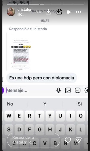LA RESPUESTA MAS FUERTE QUE REPOSTEO CRISTAL, LA EX DE ENZO FERNANDEZ: "UNA HDP CON DIPLOMACIA".