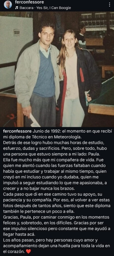 El posteo completo de Fernando Confessore. (Instagram)