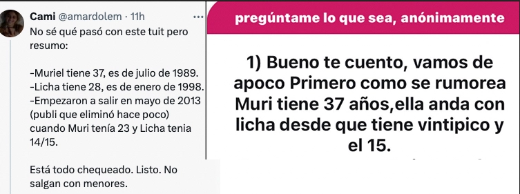 DE ESTO SE ESTA HABLANDO EN ESTE MOMENTO EN LAS REDES. DE LA EDAD DE LICHA MARTINEZ Y SU MUJER. LOS MEDIOS DICEN 28 AÑOS LOS DOS, USUARIOS DE TUITER REPORTAN QUE ELLA LE LLEVA 9 AÑOS.