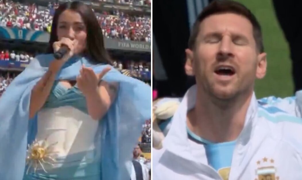 La emoción de Messi y la Selección Argentina al cantar el Himno de María Becerra