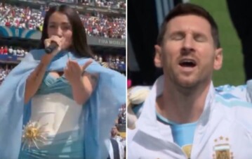La emoción de Messi y la Selección Argentina al cantar el Himno de María Becerra