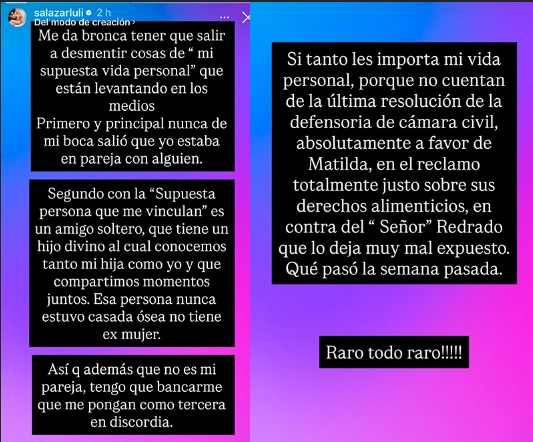 LA RESPUESTA DE YANINA LATORRE A LA QUEJA DE LUCIANA SALAZAR.