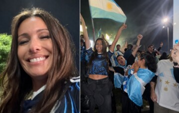 ¡No es IA! El festejo eufórico de Pampita, a puro banderazo en el Obelisco por la victoria de la Selección: “No me pidas que…”