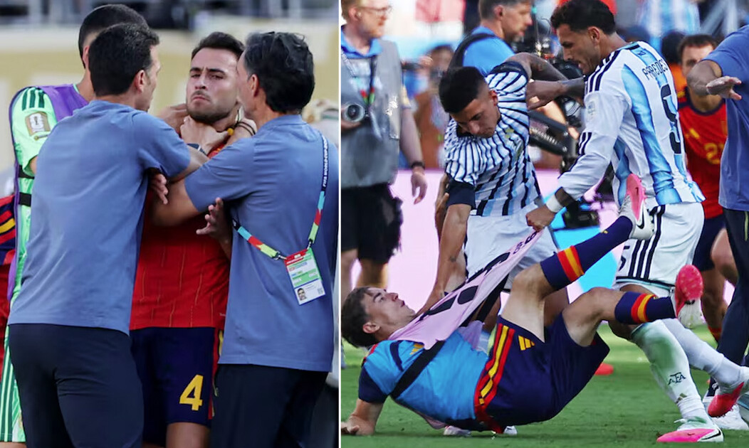 ¡Volaron trompadas! Los jugadores de Argentina que se pelaron con los españoles para defender a Paredes