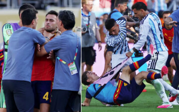 ¡Volaron trompadas! Los jugadores de Argentina que se pelaron con los españoles para defender a Paredes
