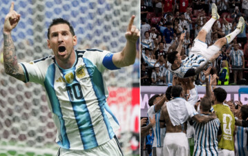 ¡Cuidado muchachos! El alocado festejo de los jugadores de Argentina revoleando a Messi por los aires: el terrible susto que se llevó la Pulga